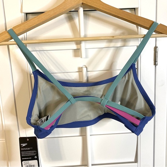 NWT Speedo Women’s Bright Cobalt Swim Bikini Top with Colorful Straps, Medium - Picture 2 of 7